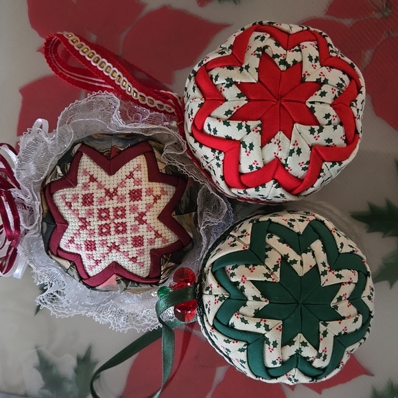 Handmade Quilted & Cross stitch Christmas Ornament - Picture 6 of 7